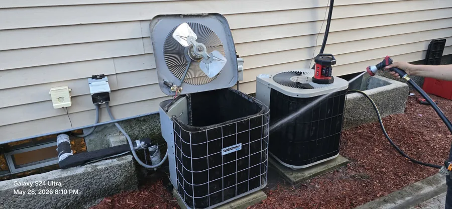 Newly installed AC condensers and rooftop exhaust fan by Heavy Duty Heating & Cooling